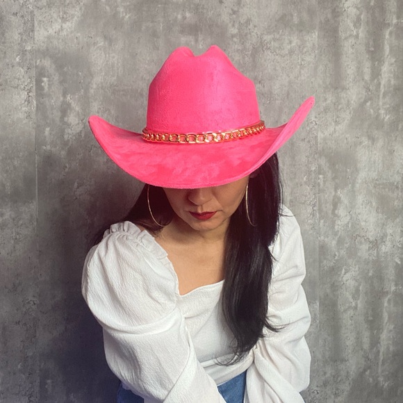Pink suede cowgirl hat main image 4